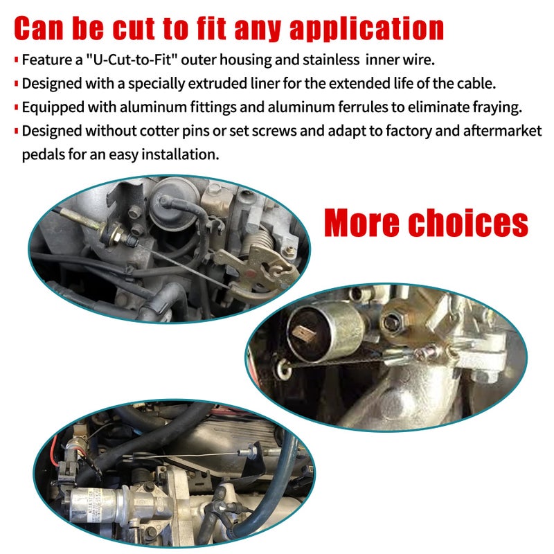 ORAEVY 24"" Hi-Tech Universal Throttle Cable Braided Stainless Steel Throttle Cable Kit - Image 3